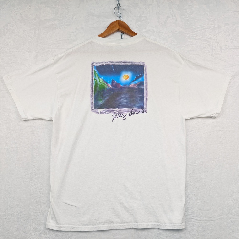 VTG Delta Jerry Garcia T-Shirt Men's XL White Airbrush Landscape Graphic Art 90s